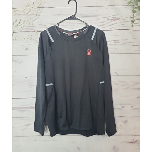 Spyder Active Black ProWeb Microfleece Long Sleeve Pull On Top Men's Size Medium - Picture 1 of 4